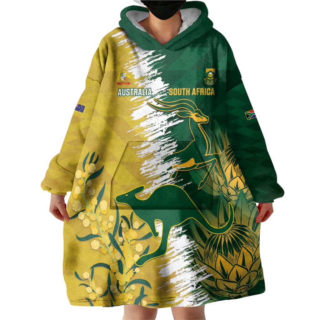 Custom Australia And South Africa Cricket Wearable Blanket Hoodie Aussies Proteas Together - Vibe Hoodie Shop