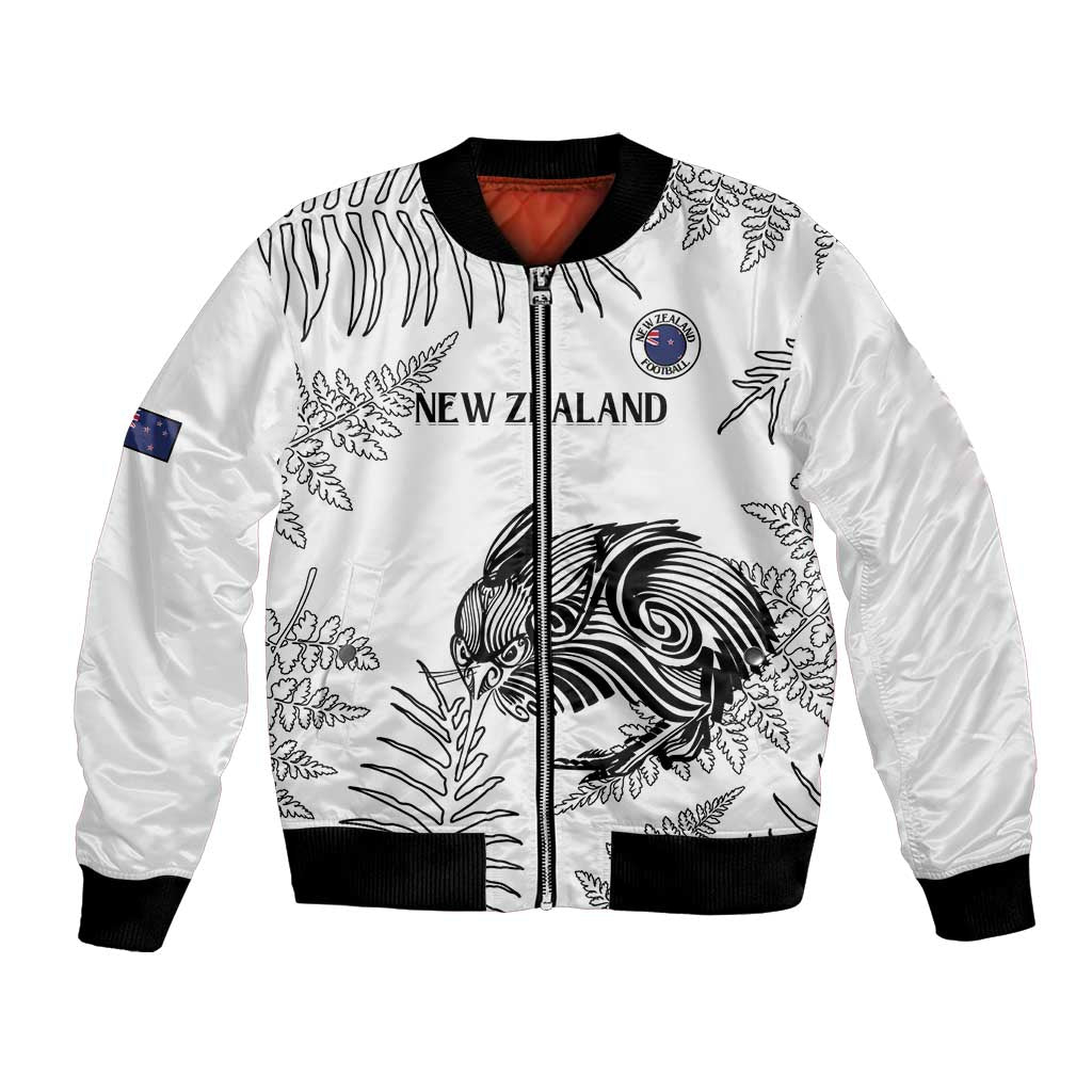 Custom New Zealand Kiwi Football Bomber Jacket Aotearoa Silver Fern - Vibe Hoodie Shop