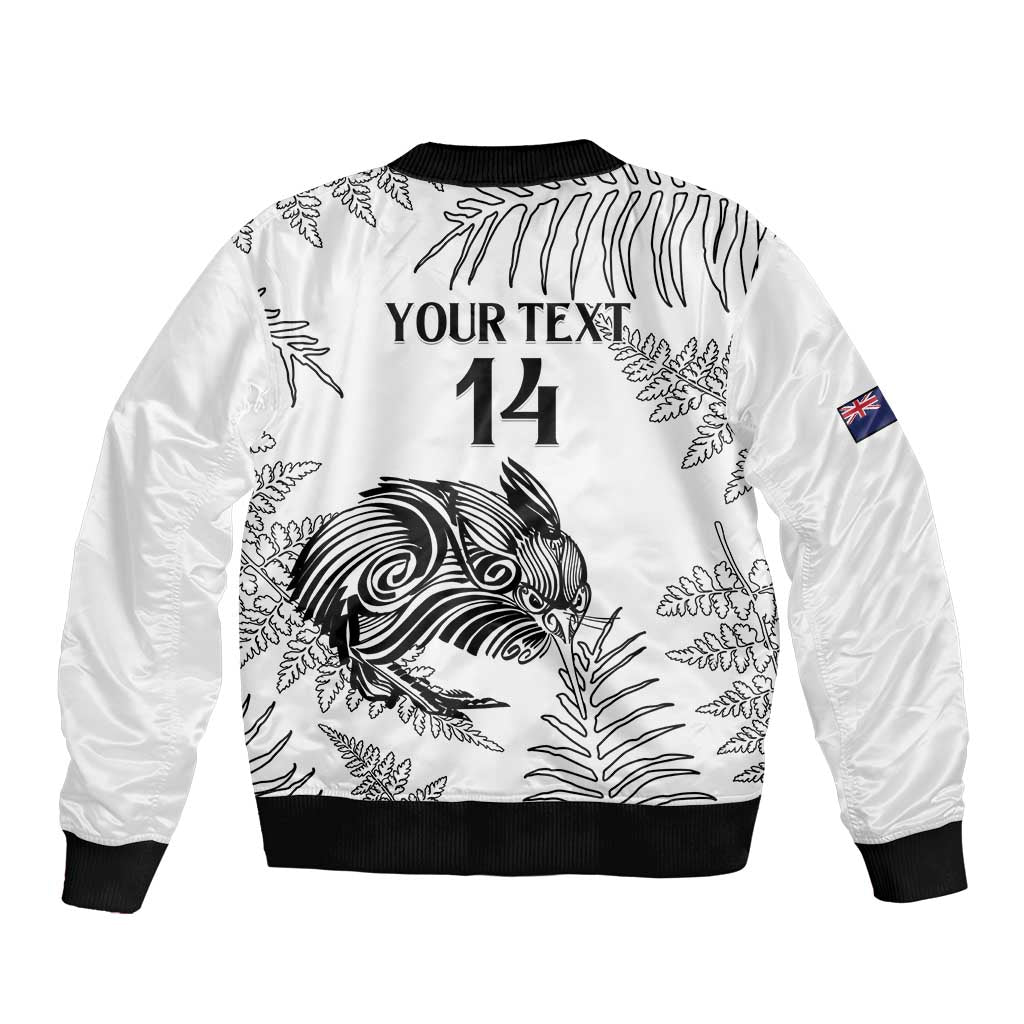 Custom New Zealand Kiwi Football Bomber Jacket Aotearoa Silver Fern - Vibe Hoodie Shop