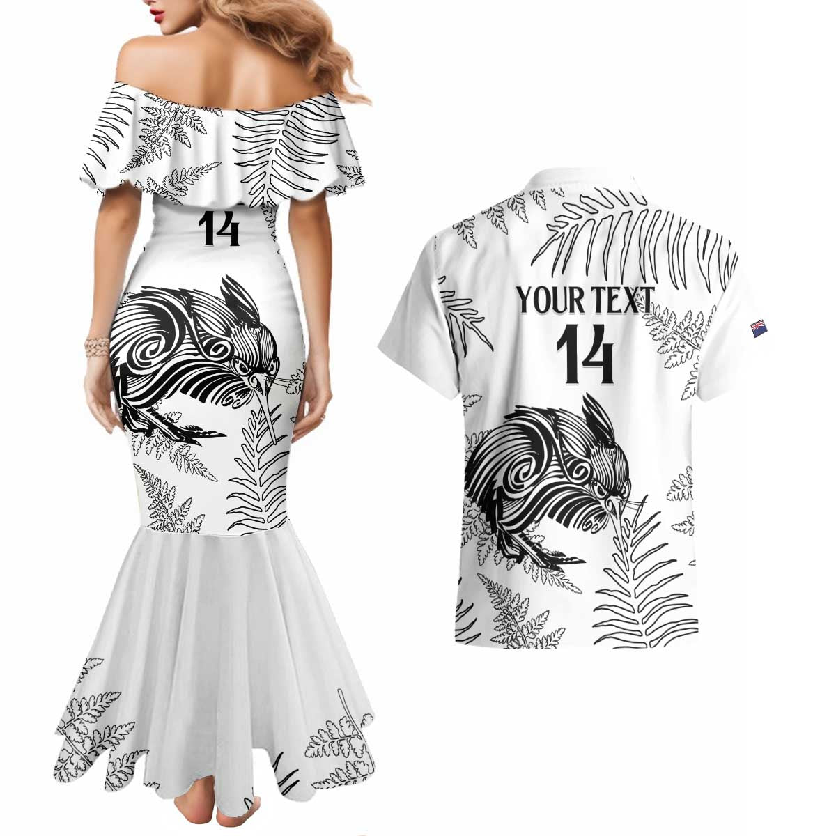 Custom New Zealand Kiwi Football Couples Matching Mermaid Dress and Hawaiian Shirt Aotearoa Silver Fern