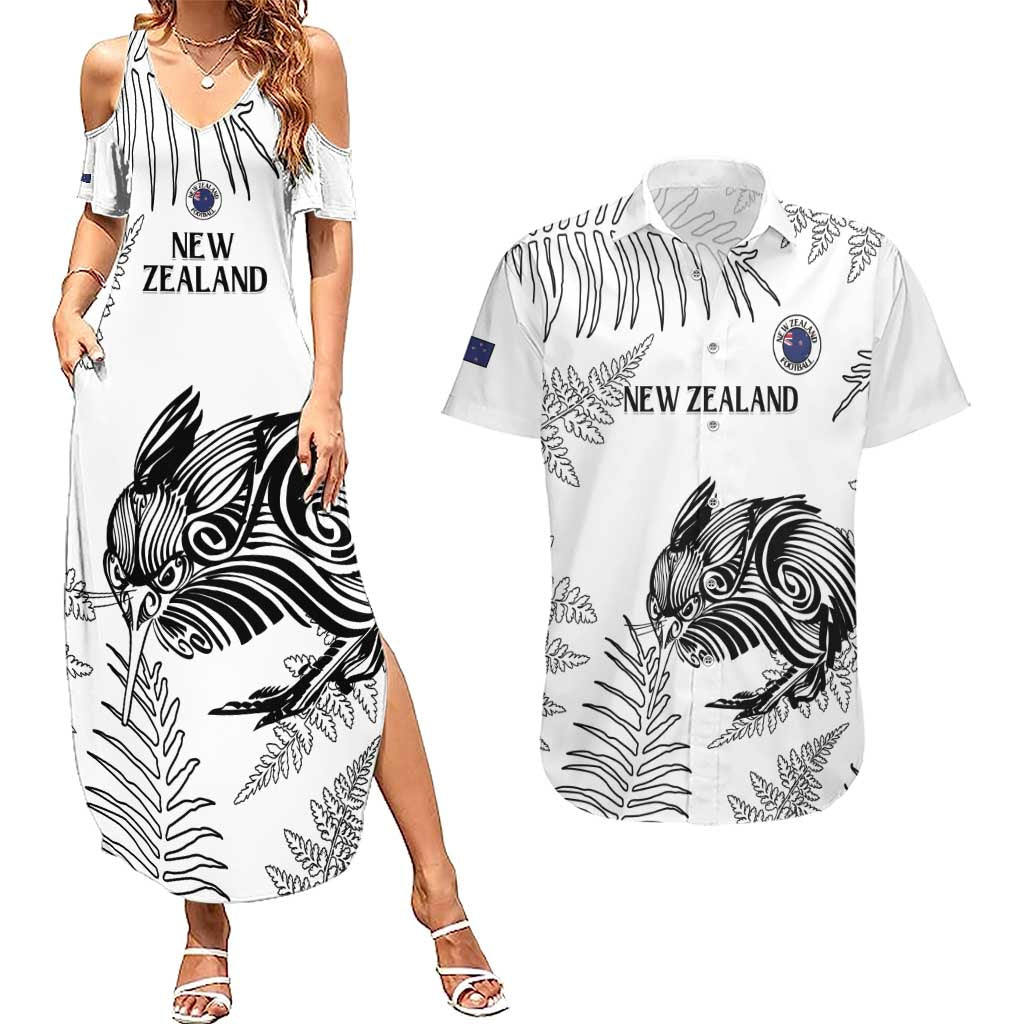 Custom New Zealand Kiwi Football Couples Matching Summer Maxi Dress and Hawaiian Shirt Aotearoa Silver Fern