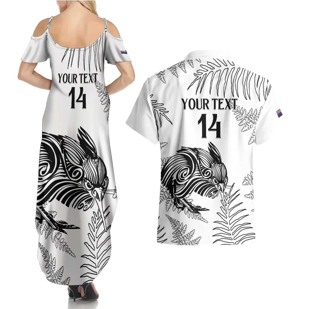 Custom New Zealand Kiwi Football Couples Matching Summer Maxi Dress and Hawaiian Shirt Aotearoa Silver Fern