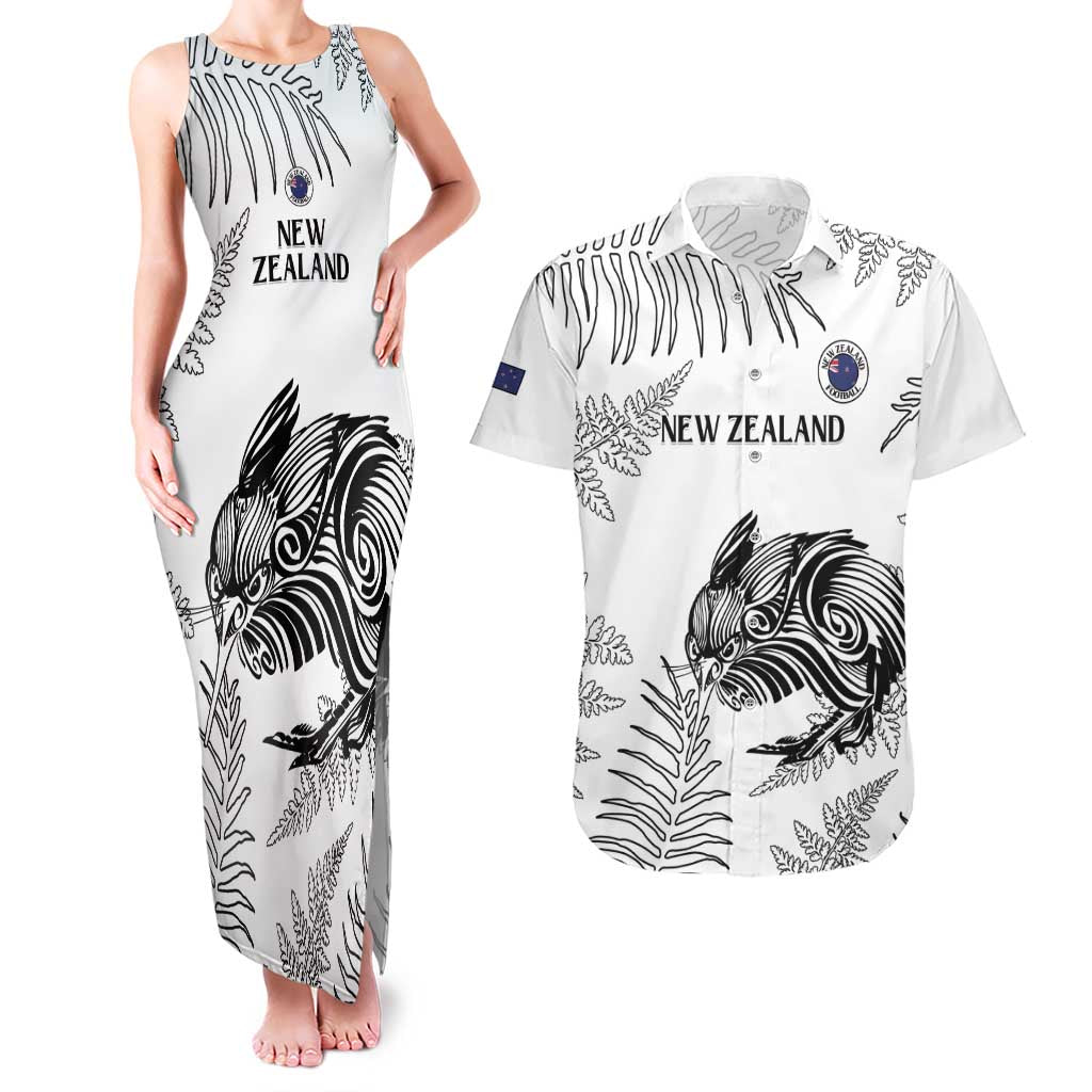 Custom New Zealand Kiwi Football Couples Matching Tank Maxi Dress and Hawaiian Shirt Aotearoa Silver Fern