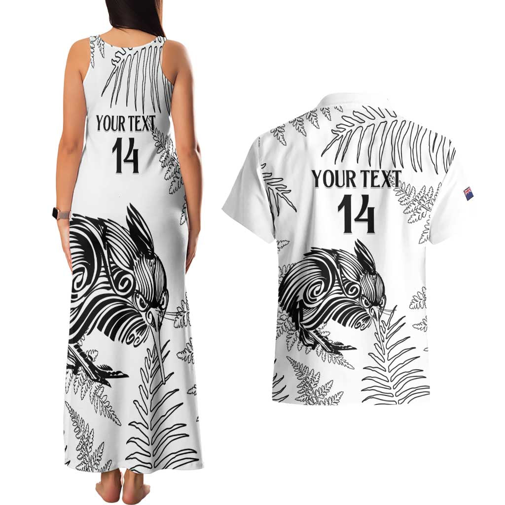 Custom New Zealand Kiwi Football Couples Matching Tank Maxi Dress and Hawaiian Shirt Aotearoa Silver Fern