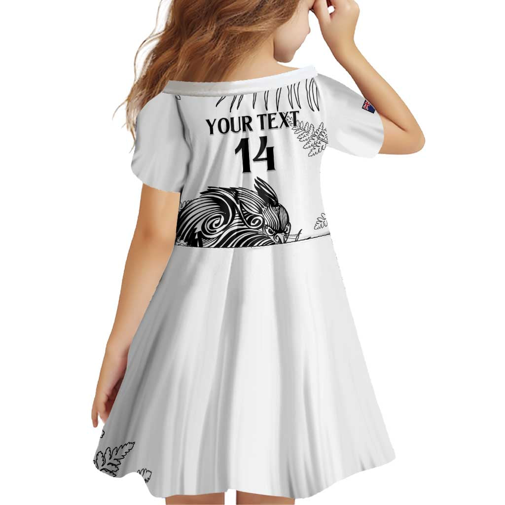 Custom New Zealand Kiwi Football Family Matching Off Shoulder Short Dress and Hawaiian Shirt Aotearoa Silver Fern