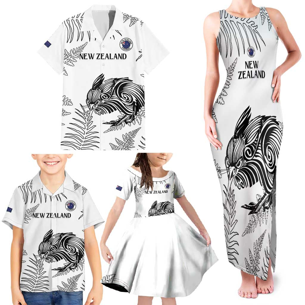 Custom New Zealand Kiwi Football Family Matching Tank Maxi Dress and Hawaiian Shirt Aotearoa Silver Fern