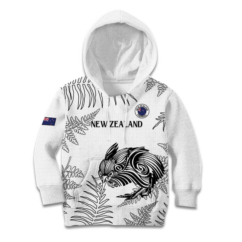 Custom New Zealand Kiwi Football Kid Hoodie Aotearoa Silver Fern - Vibe Hoodie Shop