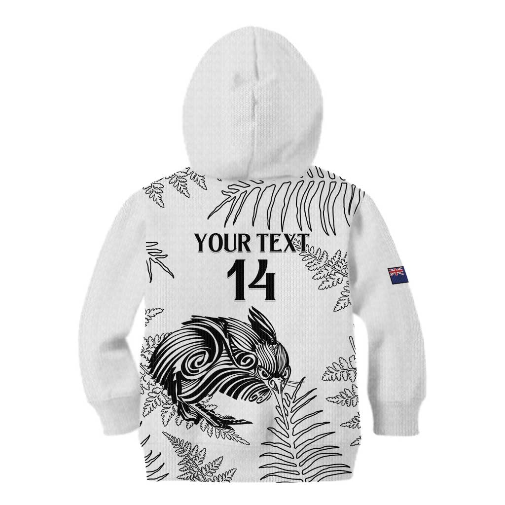 Custom New Zealand Kiwi Football Kid Hoodie Aotearoa Silver Fern - Vibe Hoodie Shop