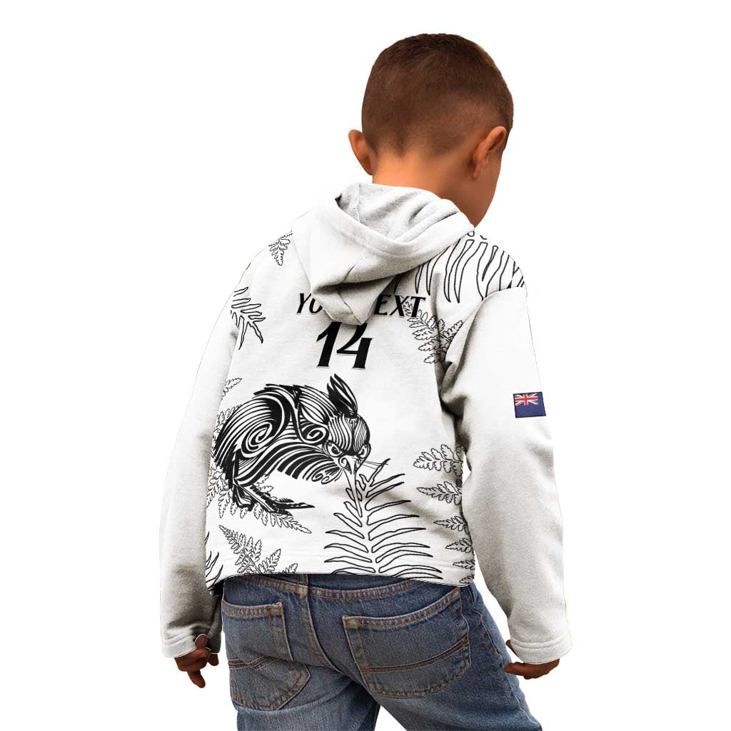 Custom New Zealand Kiwi Football Kid Hoodie Aotearoa Silver Fern - Vibe Hoodie Shop