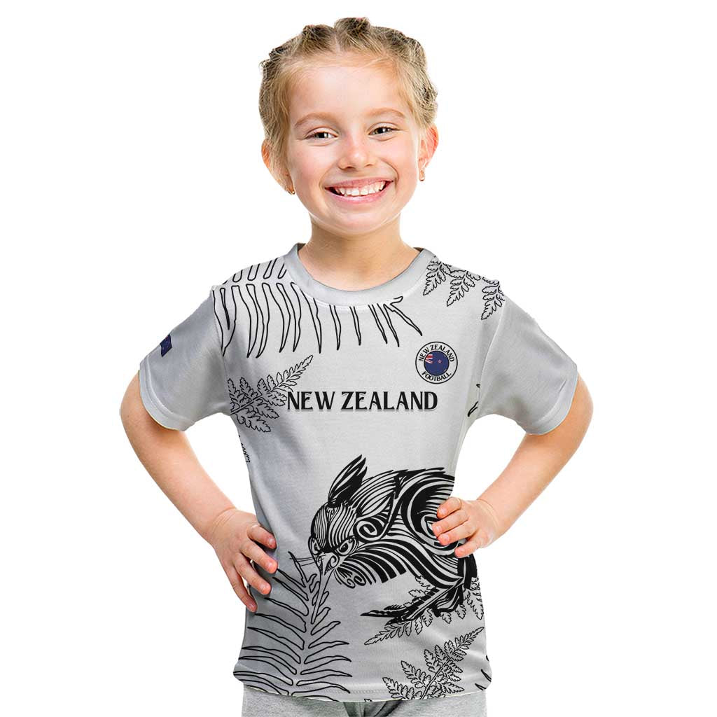 Custom New Zealand Kiwi Football Kid T Shirt Aotearoa Silver Fern - Vibe Hoodie Shop