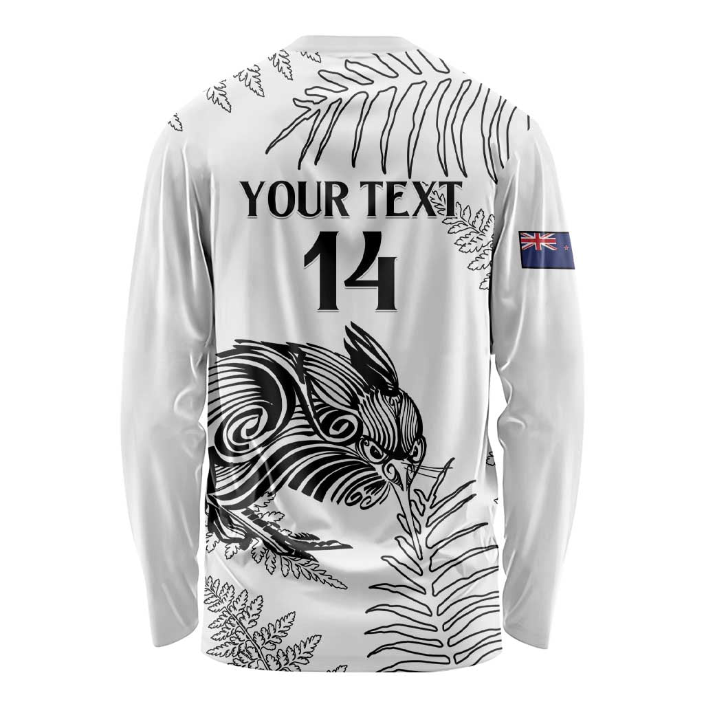 Custom New Zealand Kiwi Football Long Sleeve Shirt Aotearoa Silver Fern