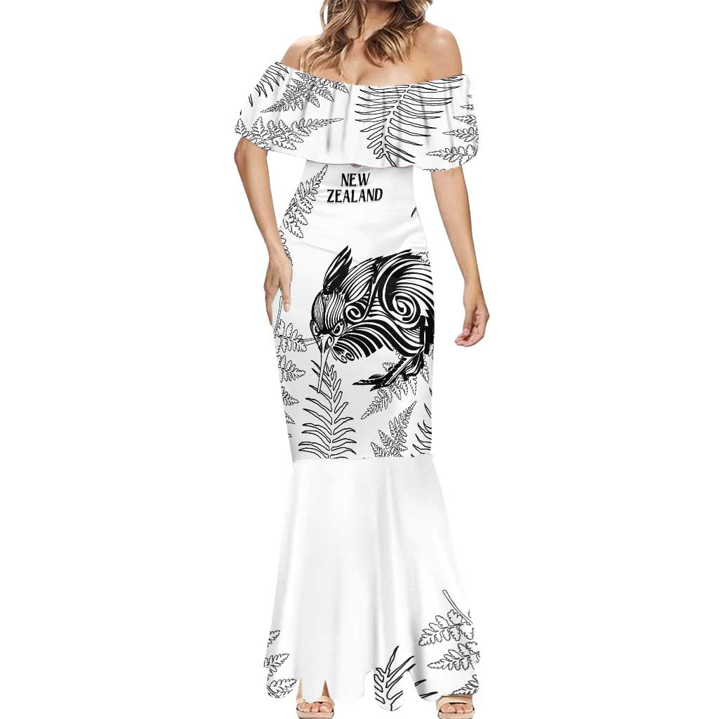 Custom New Zealand Kiwi Football Mermaid Dress Aotearoa Silver Fern