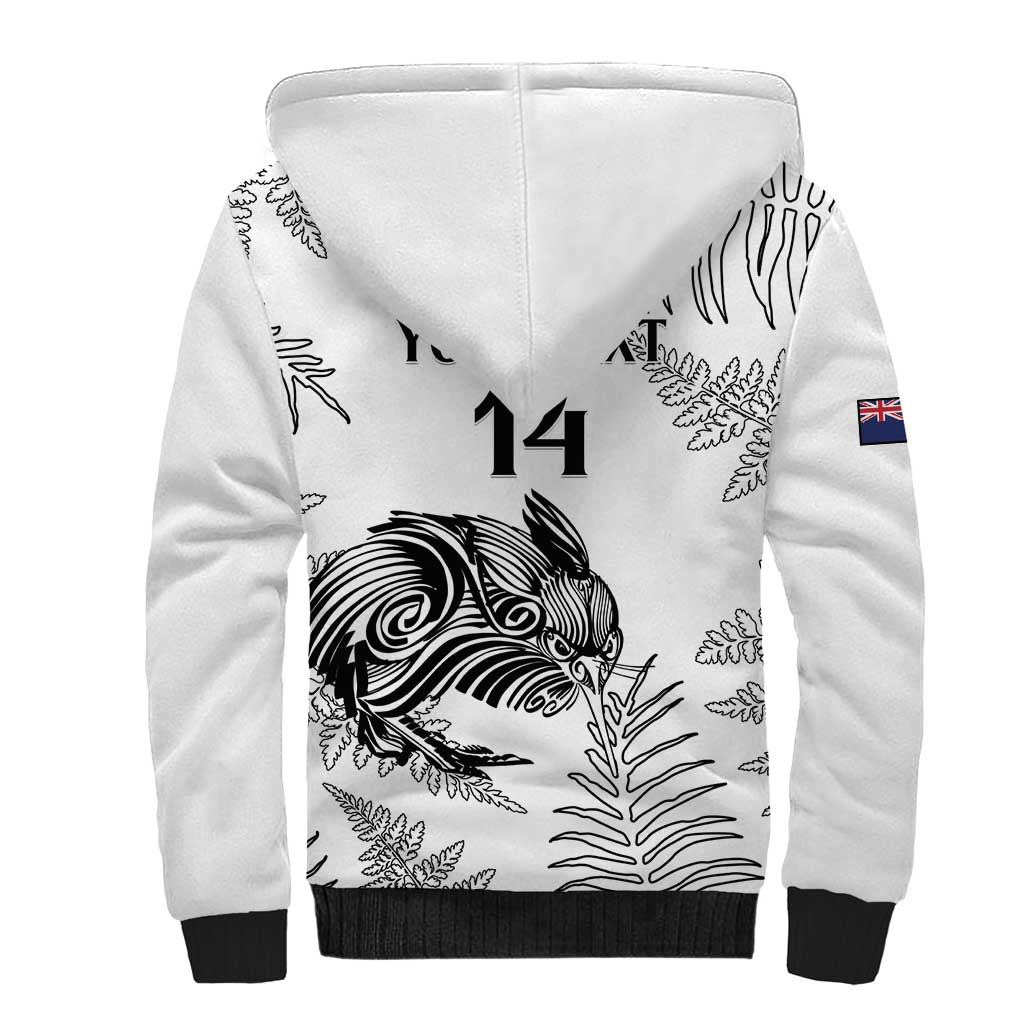 Custom New Zealand Kiwi Football Sherpa Hoodie Aotearoa Silver Fern - Vibe Hoodie Shop