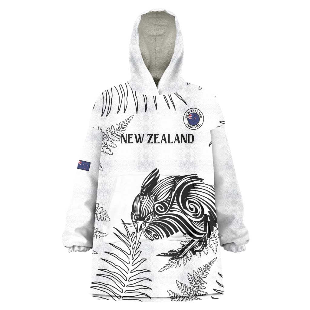 Custom New Zealand Kiwi Football Wearable Blanket Hoodie Aotearoa Silver Fern - Vibe Hoodie Shop