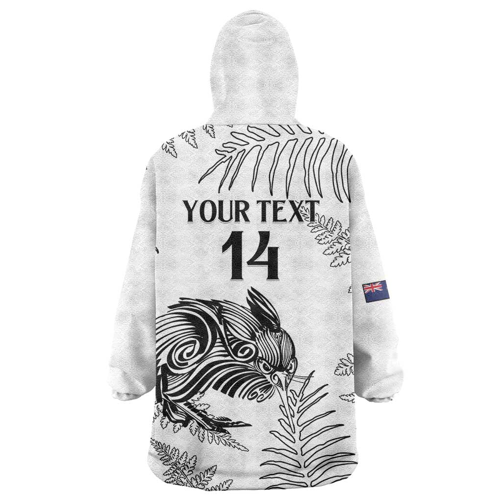 Custom New Zealand Kiwi Football Wearable Blanket Hoodie Aotearoa Silver Fern - Vibe Hoodie Shop