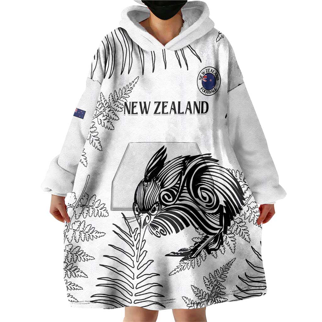 Custom New Zealand Kiwi Football Wearable Blanket Hoodie Aotearoa Silver Fern - Vibe Hoodie Shop