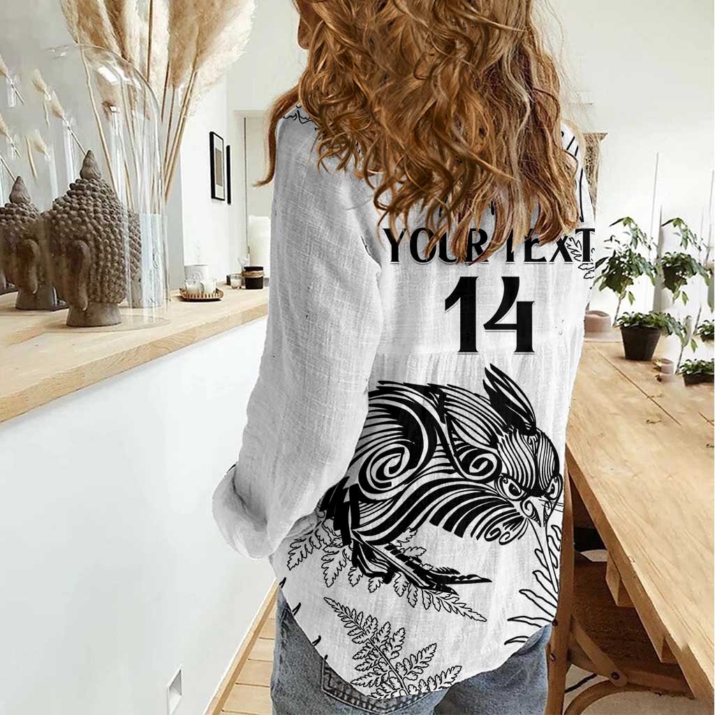 Custom New Zealand Kiwi Football Women Casual Shirt Aotearoa Silver Fern - Vibe Hoodie Shop