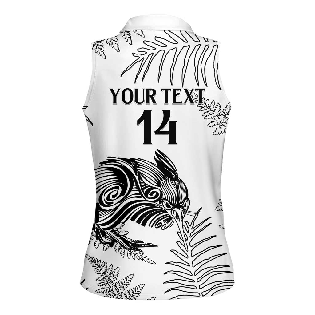 Custom New Zealand Kiwi Football Women Sleeveless Polo Shirt Aotearoa Silver Fern