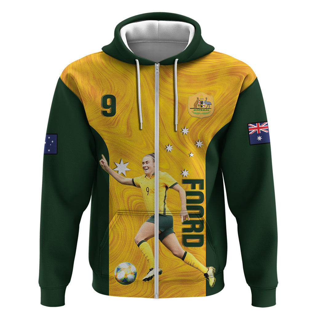 Australia Soccer Hoodie Foord Matildas - Gold Marble - Vibe Hoodie Shop