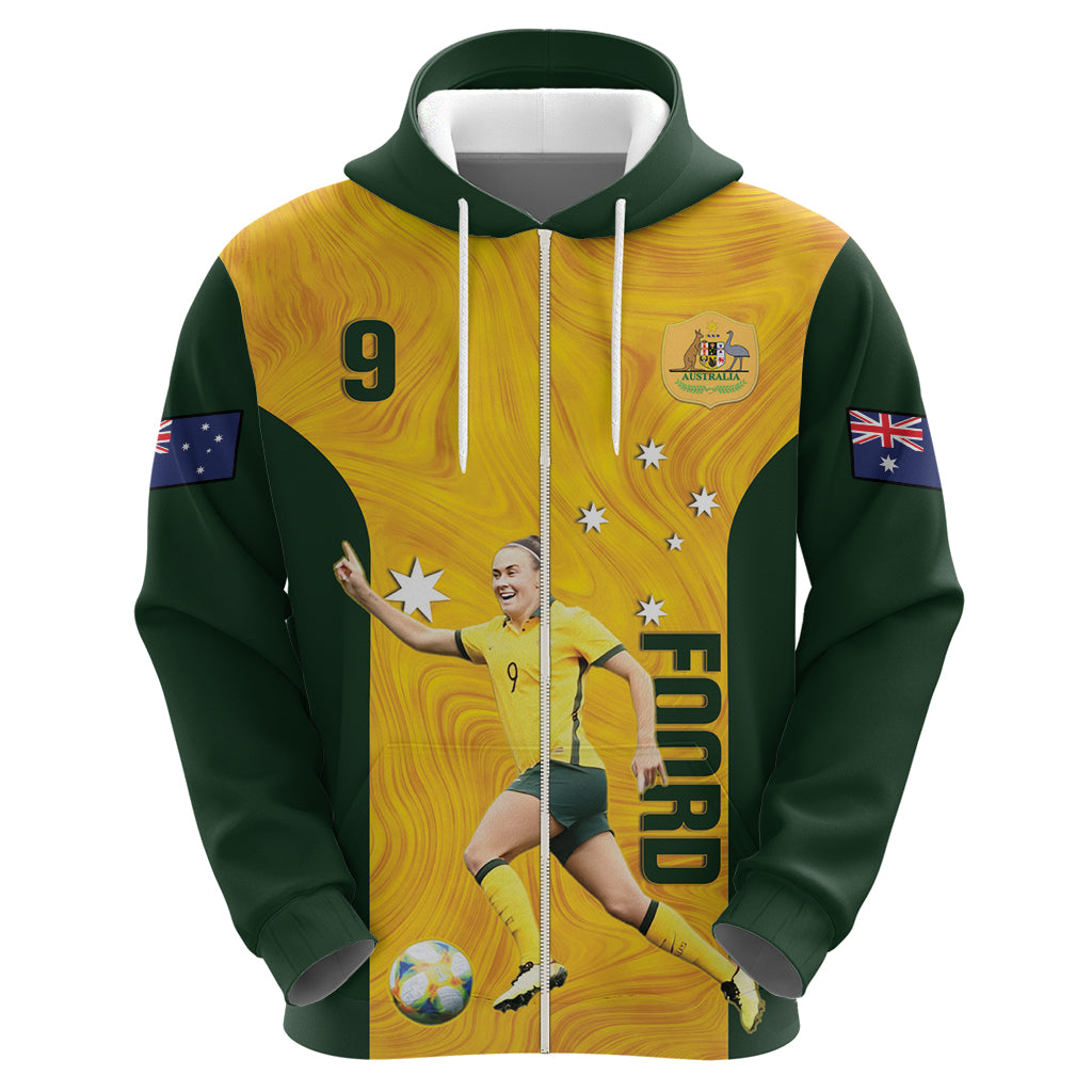Australia Soccer Hoodie Foord Matildas - Gold Marble - Vibe Hoodie Shop