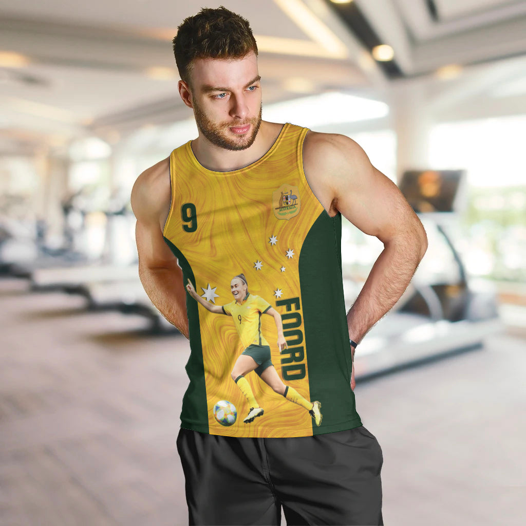 Australia Soccer Men Tank Top Foord Matildas - Gold Marble - Vibe Hoodie Shop