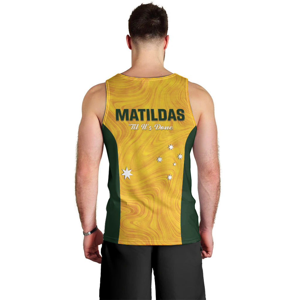 Australia Soccer Men Tank Top Foord Matildas - Gold Marble - Vibe Hoodie Shop