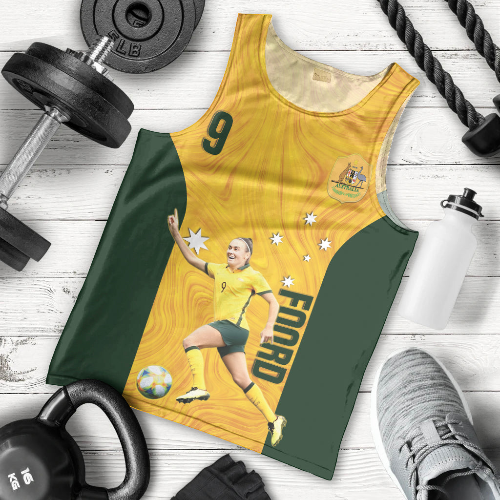 Australia Soccer Men Tank Top Foord Matildas - Gold Marble - Vibe Hoodie Shop