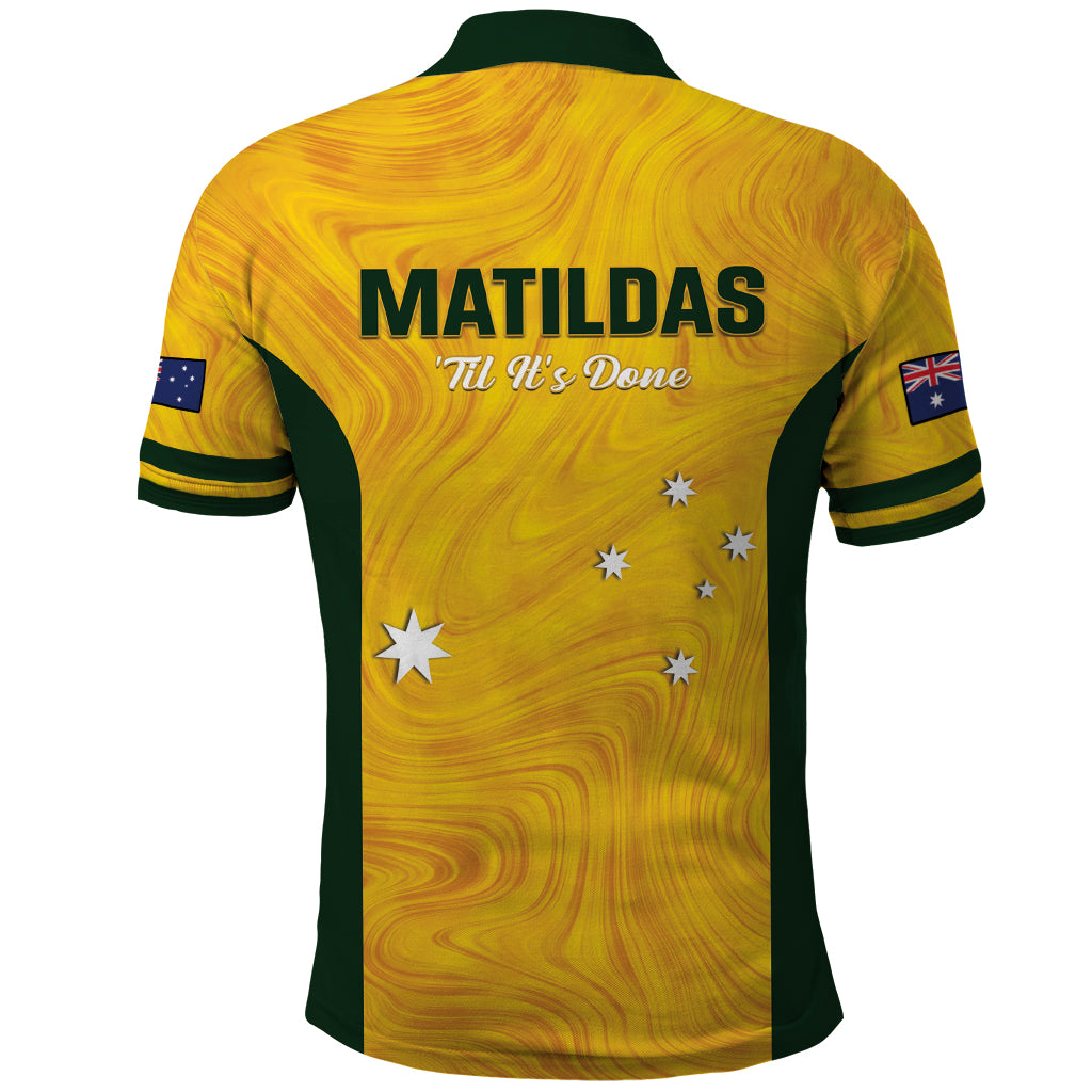 Australia Soccer Polo Shirt Foord Matildas - Gold Marble - Vibe Hoodie Shop