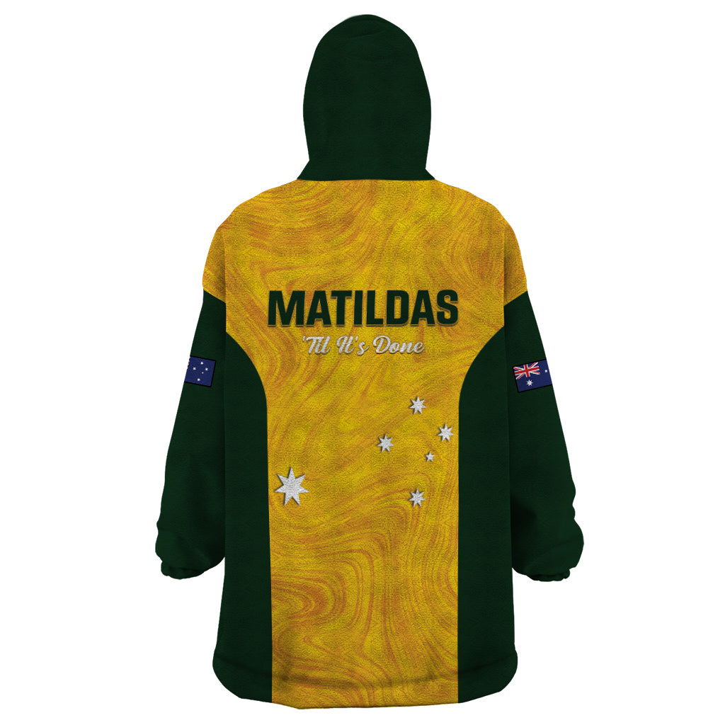 Australia Soccer Wearable Blanket Hoodie Foord Matildas - Gold Marble - Vibe Hoodie Shop