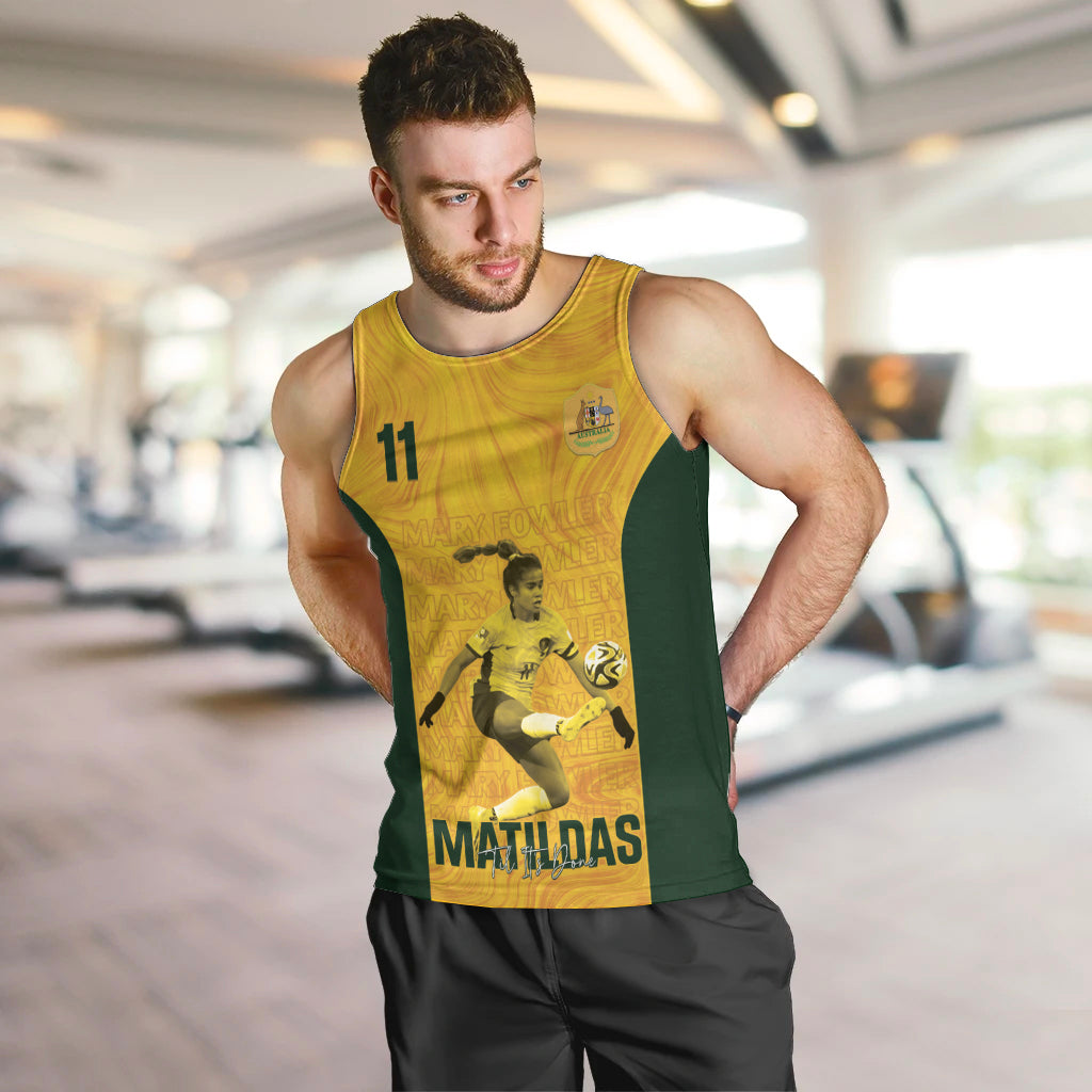 Australia Soccer Men Tank Top Fowler Matildas - Gold Marble - Vibe Hoodie Shop