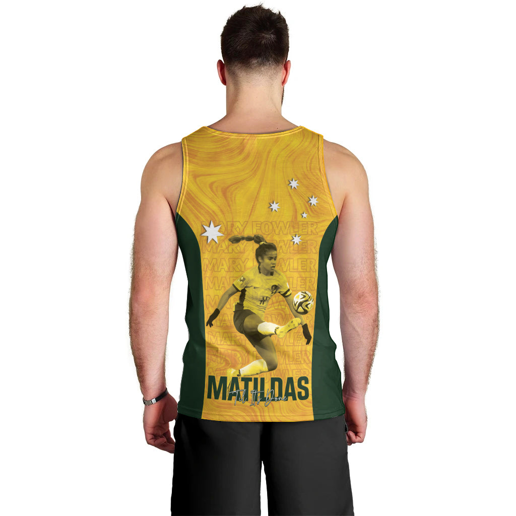 Australia Soccer Men Tank Top Fowler Matildas - Gold Marble - Vibe Hoodie Shop