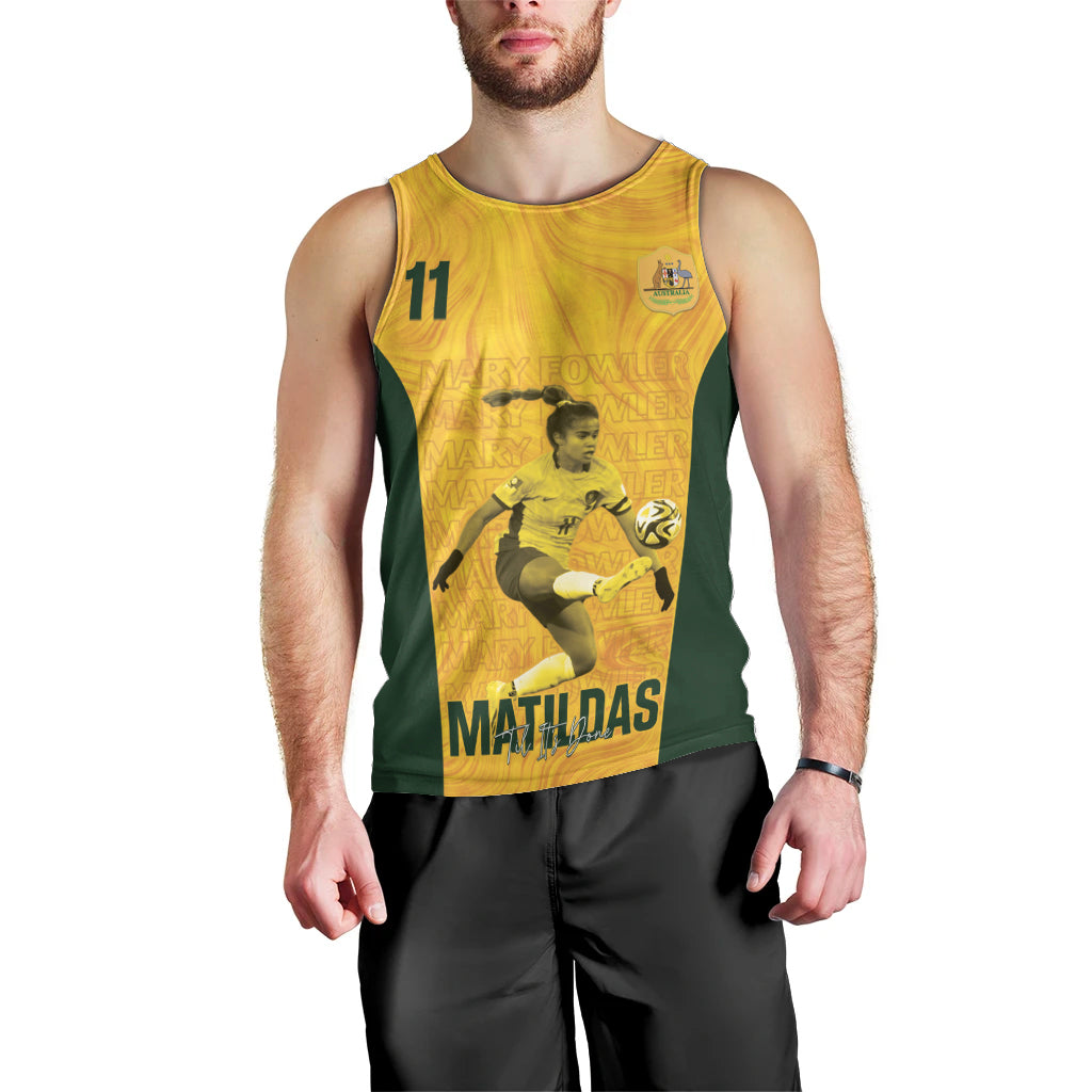 Australia Soccer Men Tank Top Fowler Matildas - Gold Marble - Vibe Hoodie Shop