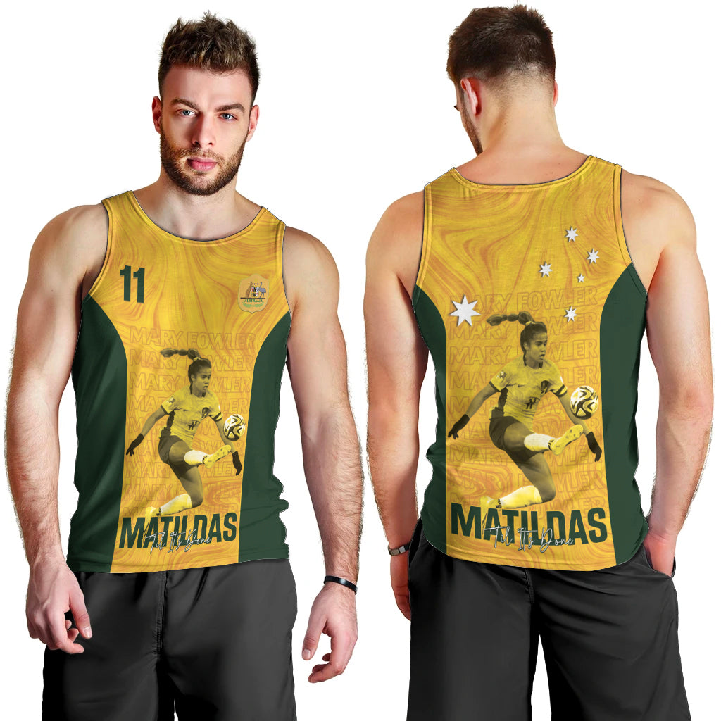 Australia Soccer Men Tank Top Fowler Matildas - Gold Marble - Vibe Hoodie Shop