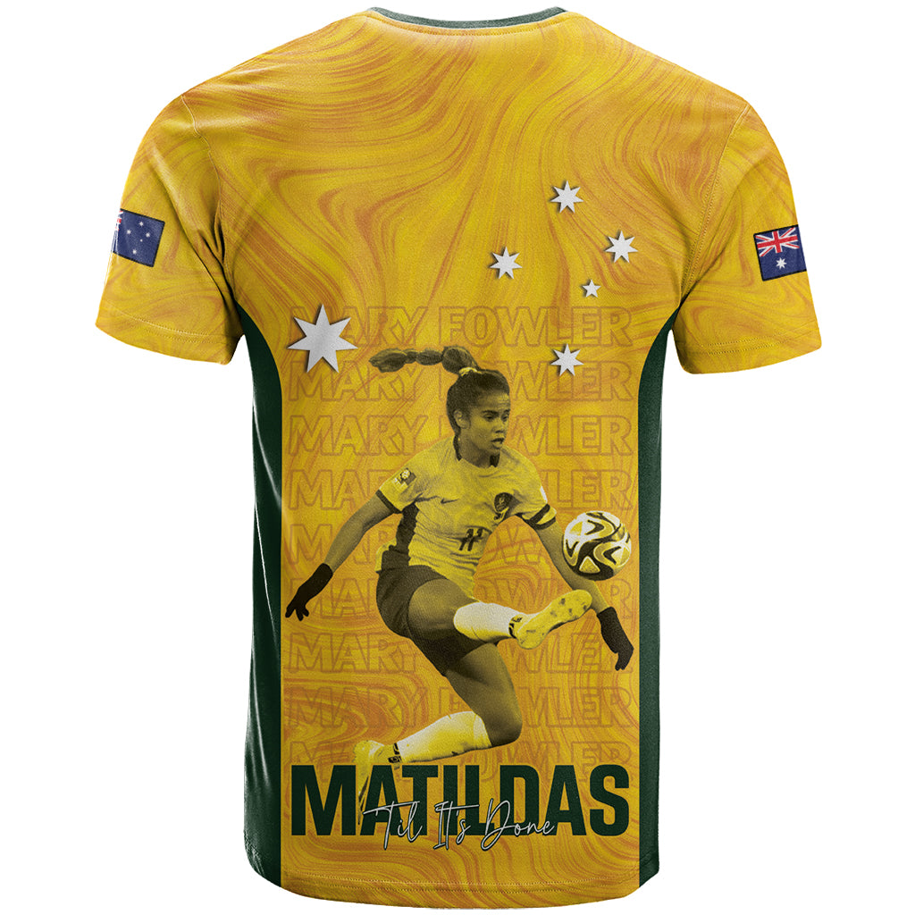 Australia Soccer T Shirt Fowler Matildas - Gold Marble - Vibe Hoodie Shop