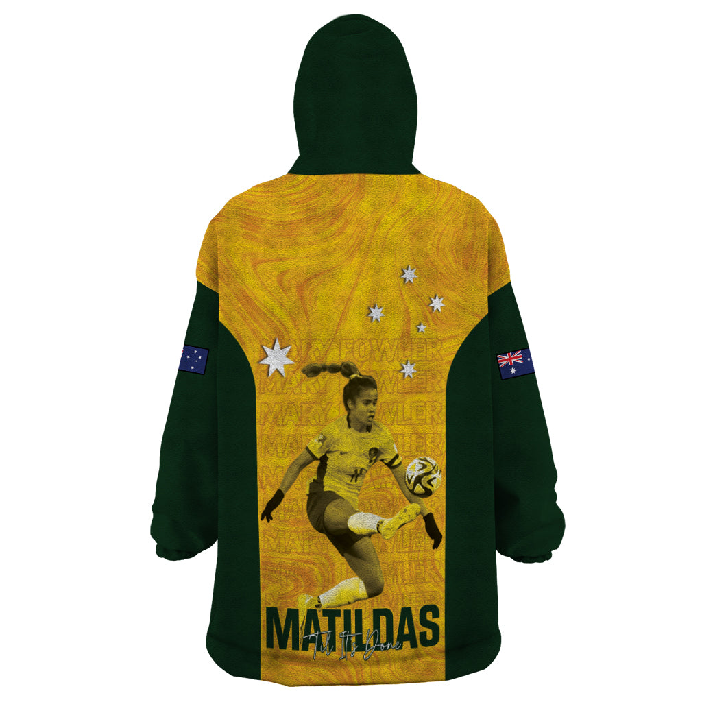 Australia Soccer Wearable Blanket Hoodie Fowler Matildas - Gold Marble - Vibe Hoodie Shop