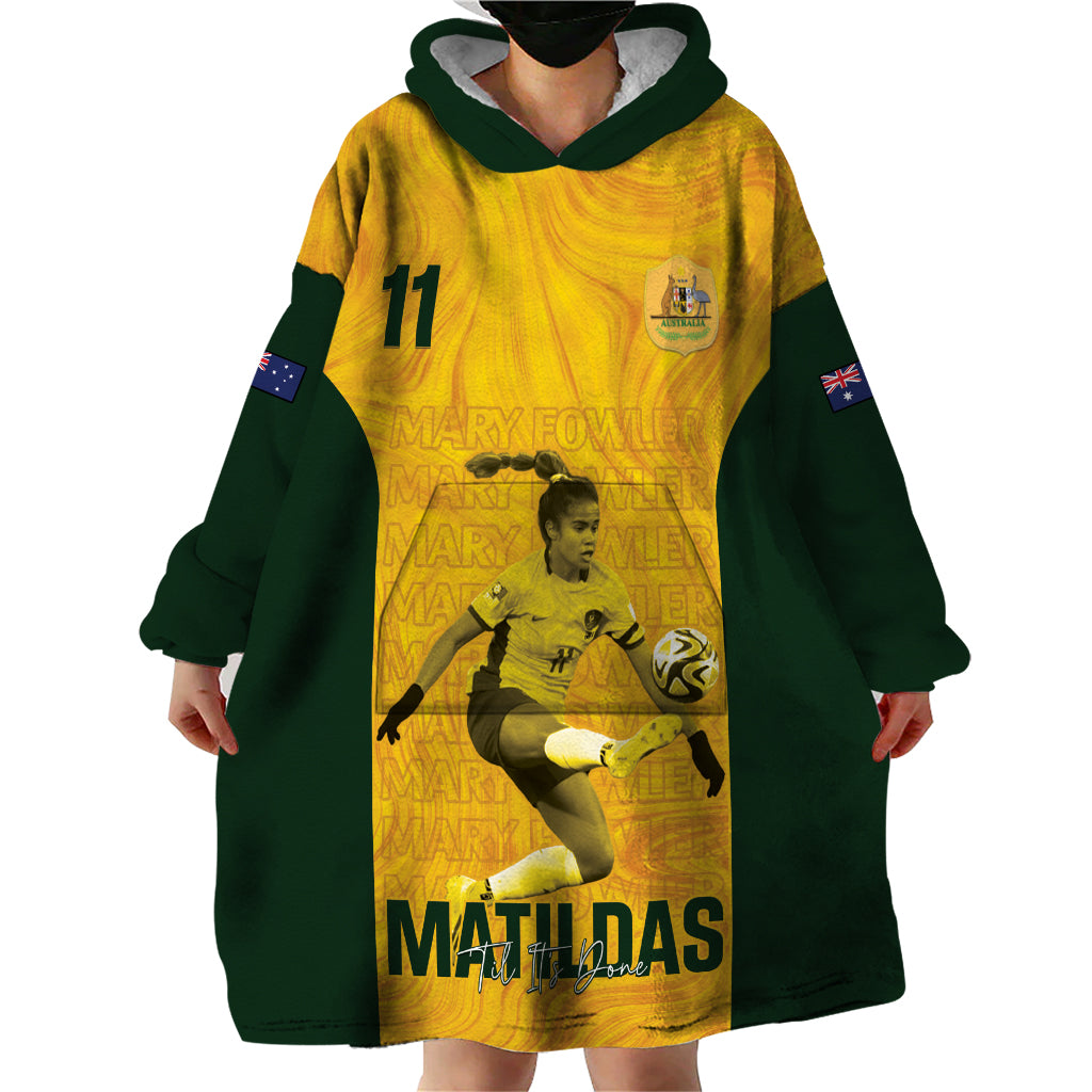 Australia Soccer Wearable Blanket Hoodie Fowler Matildas - Gold Marble - Vibe Hoodie Shop