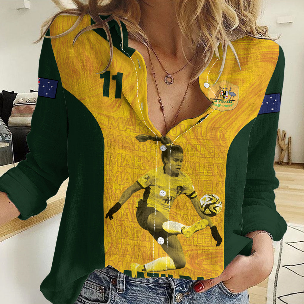 Australia Soccer Women Casual Shirt Fowler Matildas - Gold Marble - Vibe Hoodie Shop