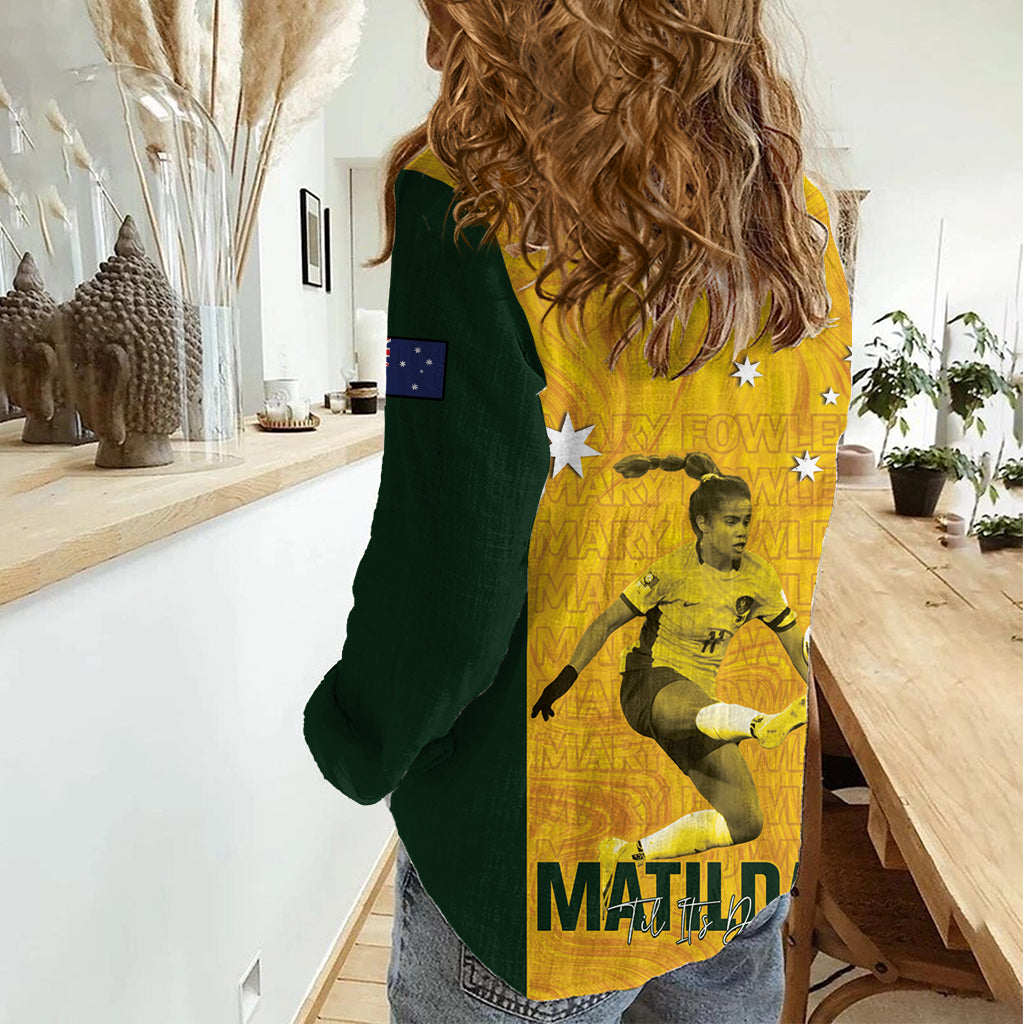 Australia Soccer Women Casual Shirt Fowler Matildas - Gold Marble - Vibe Hoodie Shop