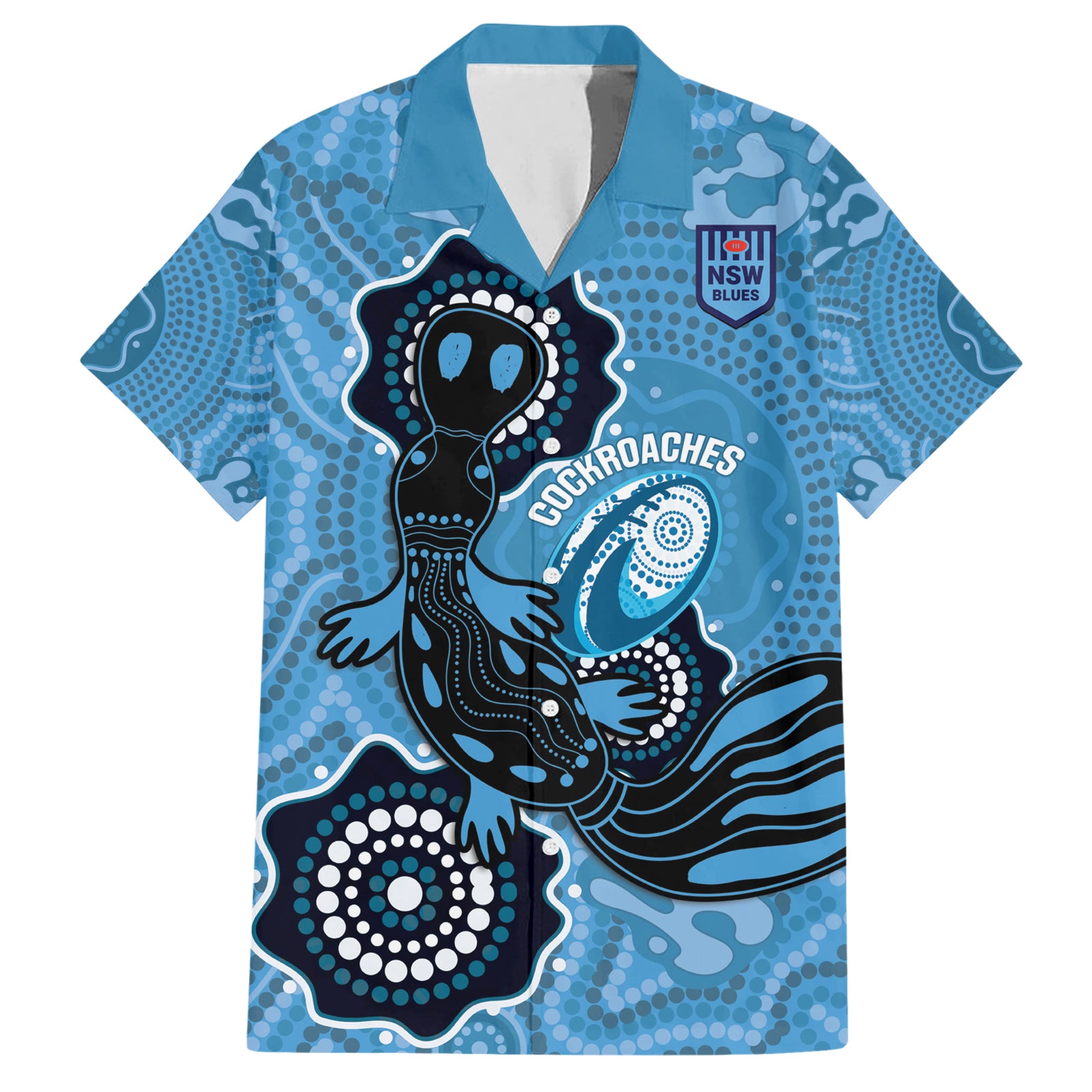 Custom NSW Blues Rugby Hawaiian Shirt 2024 Platypus Mix Aboriginal Art - Vibe Hoodie Shop