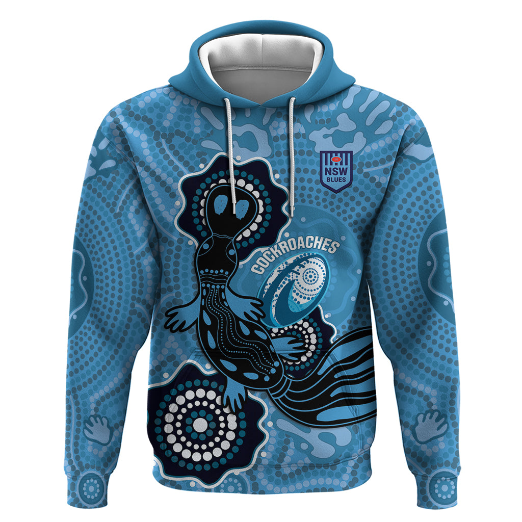 Custom NSW Blues Rugby Hoodie 2024 Platypus Mix Aboriginal Art - Vibe Hoodie Shop