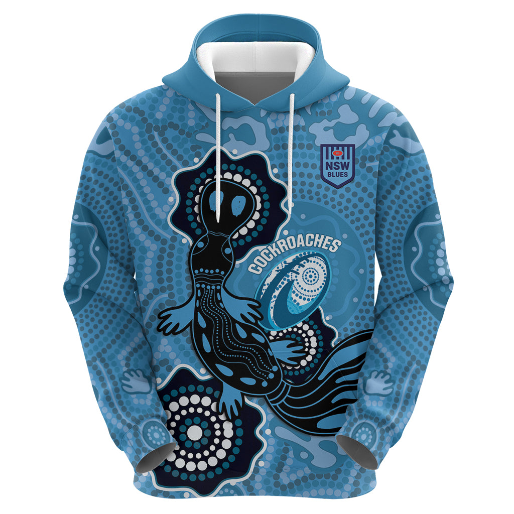 Custom NSW Blues Rugby Hoodie 2024 Platypus Mix Aboriginal Art - Vibe Hoodie Shop