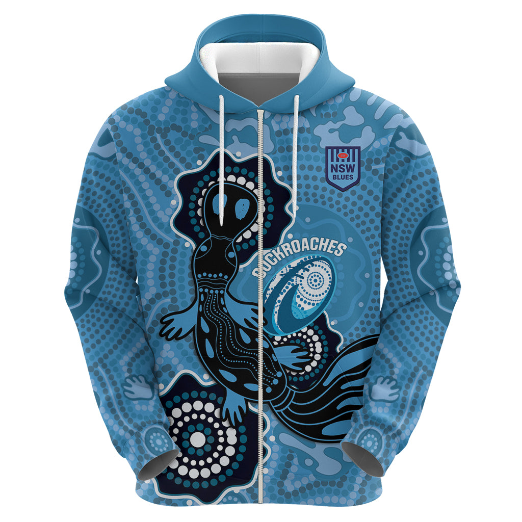 Custom NSW Blues Rugby Hoodie 2024 Platypus Mix Aboriginal Art - Vibe Hoodie Shop