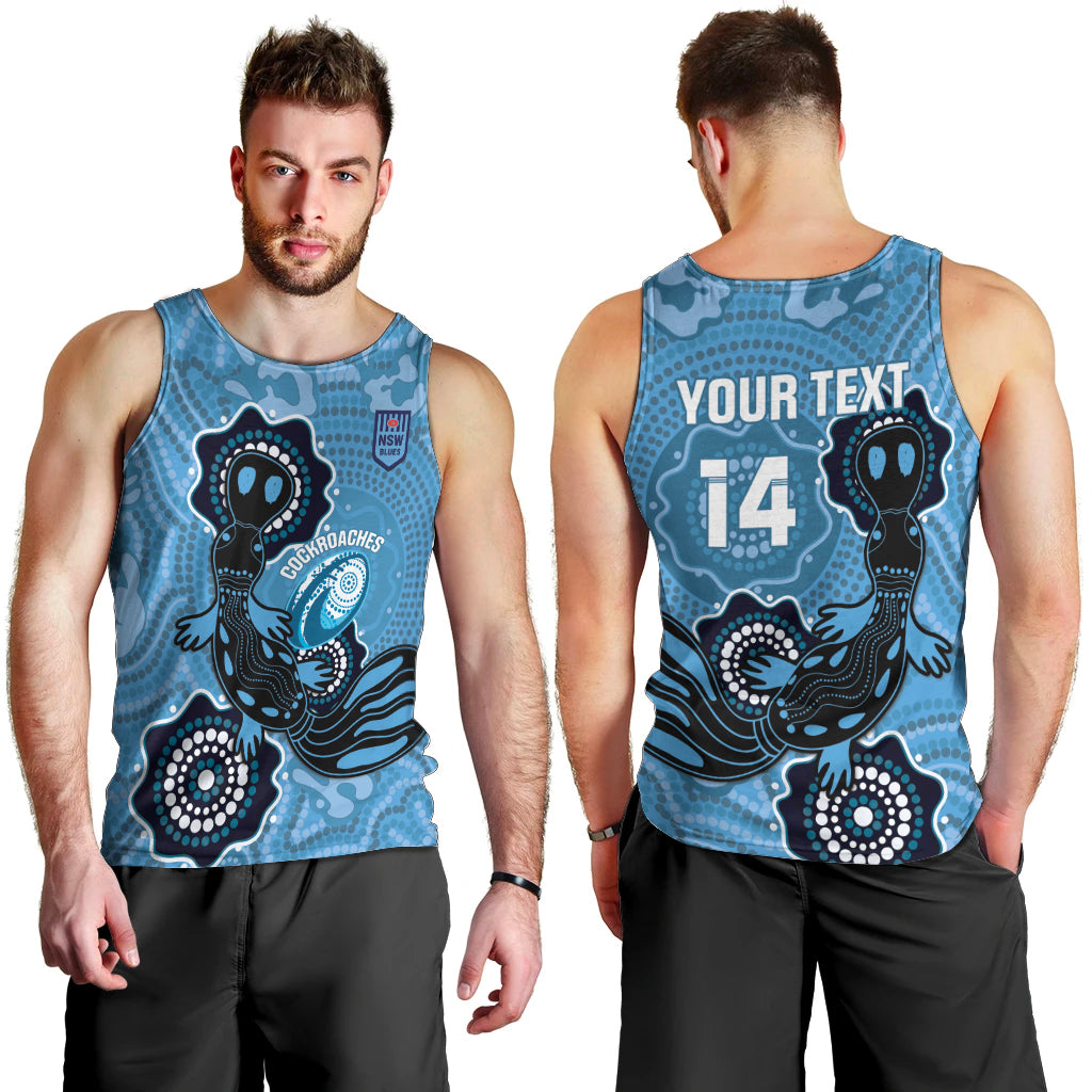 Custom NSW Blues Rugby Men Tank Top 2024 Platypus Mix Aboriginal Art - Vibe Hoodie Shop