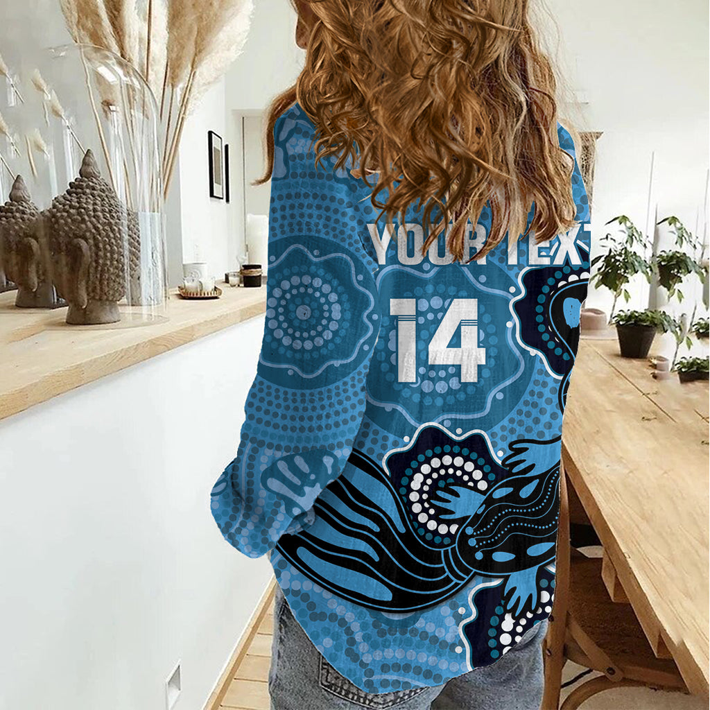 Custom NSW Blues Rugby Women Casual Shirt 2024 Platypus Mix Aboriginal Art - Vibe Hoodie Shop
