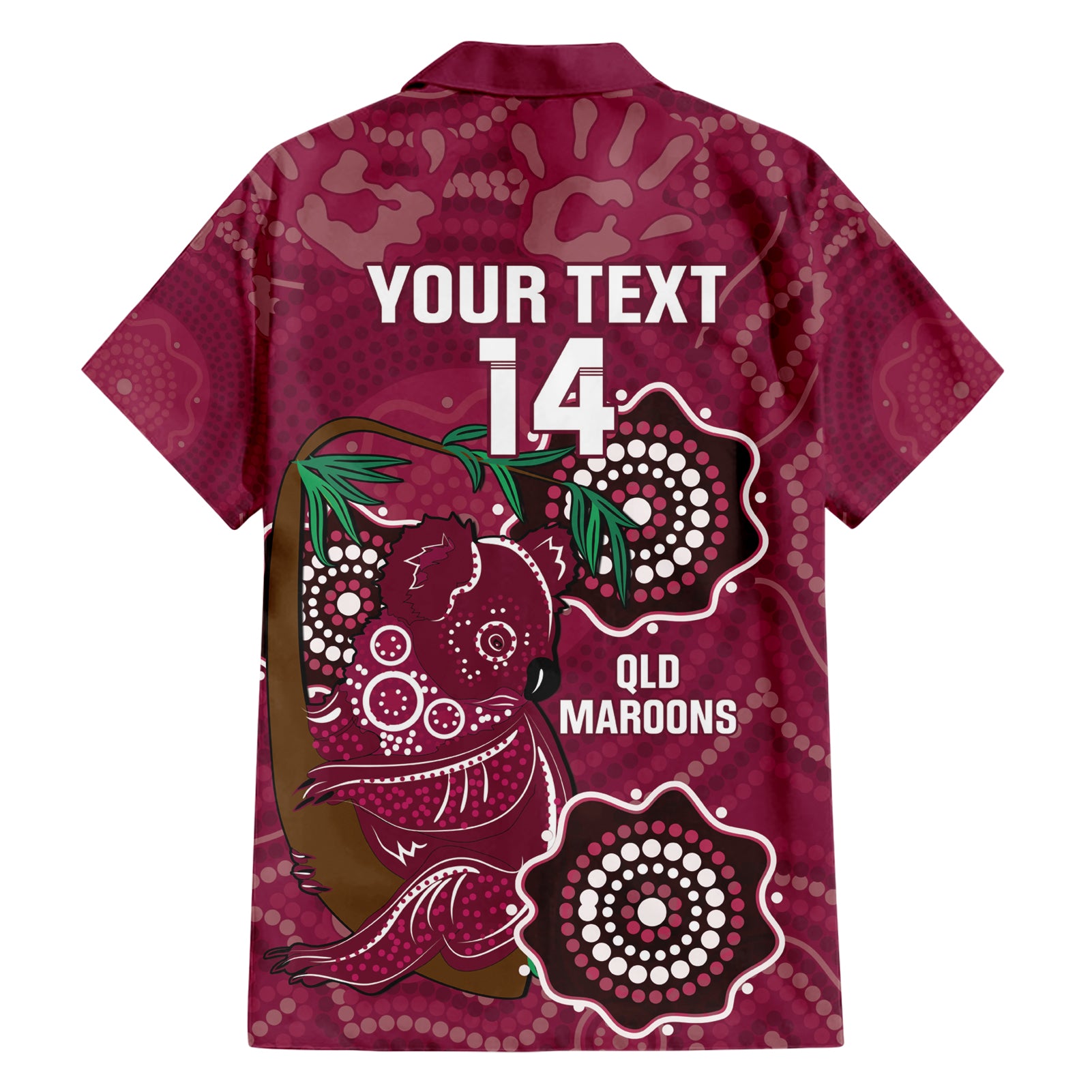 Custom Queensland Maroons Rugby Hawaiian Shirt 2024 Koala Mix Aboriginal Art - Vibe Hoodie Shop