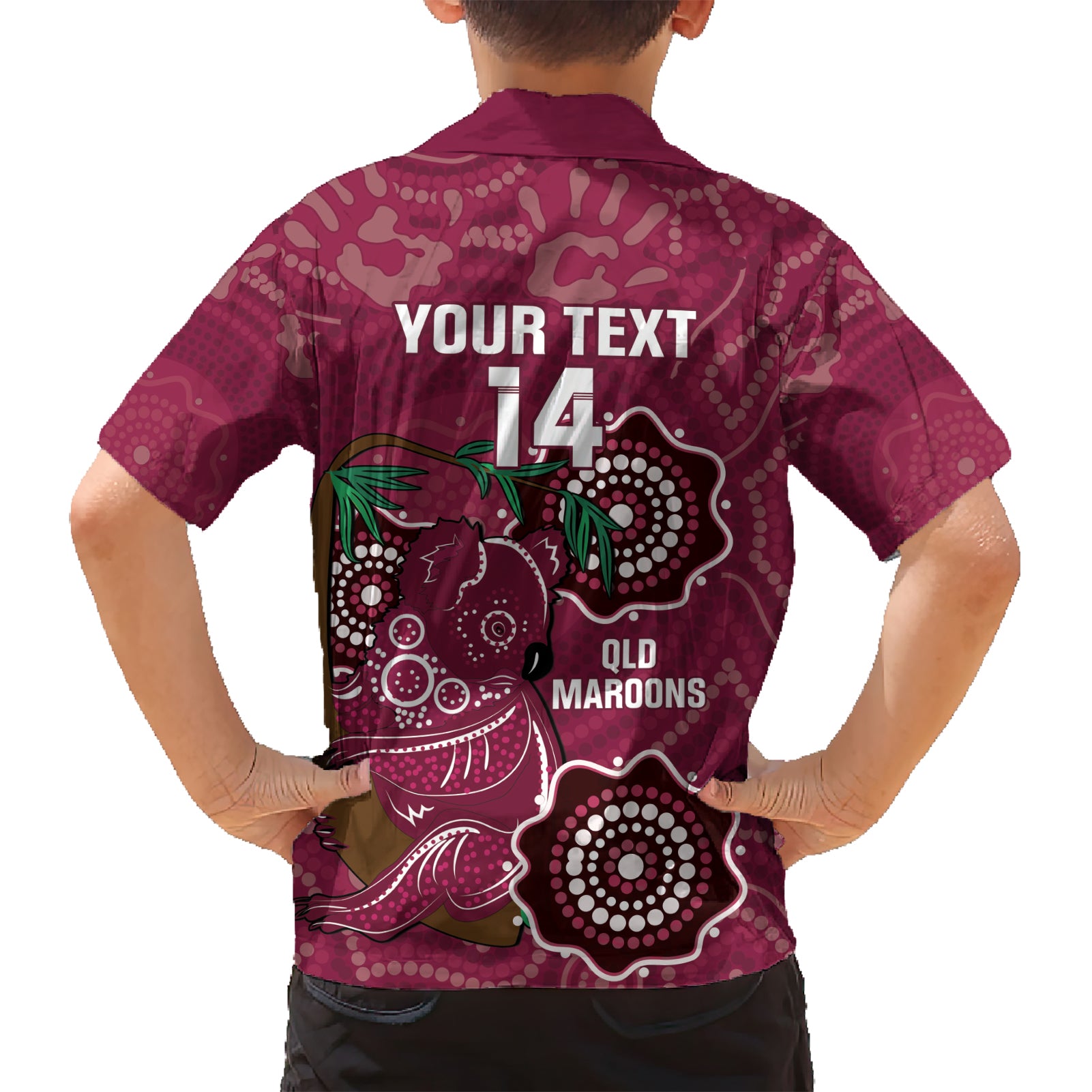 Custom Queensland Maroons Rugby Hawaiian Shirt 2024 Koala Mix Aboriginal Art - Vibe Hoodie Shop