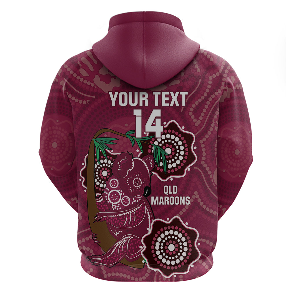 Custom Queensland Maroons Rugby Hoodie 2024 Koala Mix Aboriginal Art - Vibe Hoodie Shop