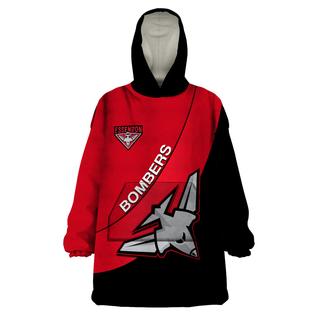 Essendon Football 2023 Wearable Blanket Hoodie Go Bombers Simple Style - Vibe Hoodie Shop