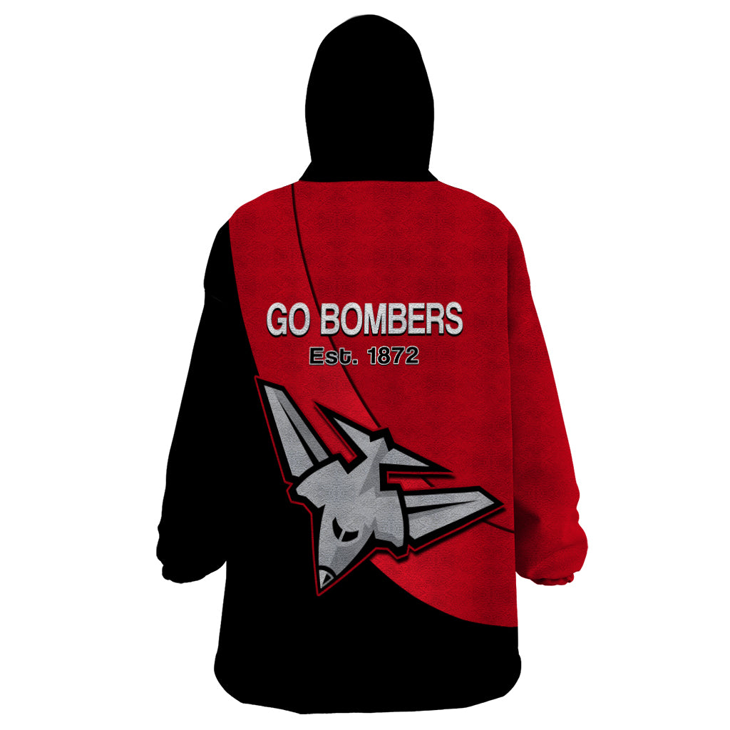 Essendon Football 2023 Wearable Blanket Hoodie Go Bombers Simple Style - Vibe Hoodie Shop