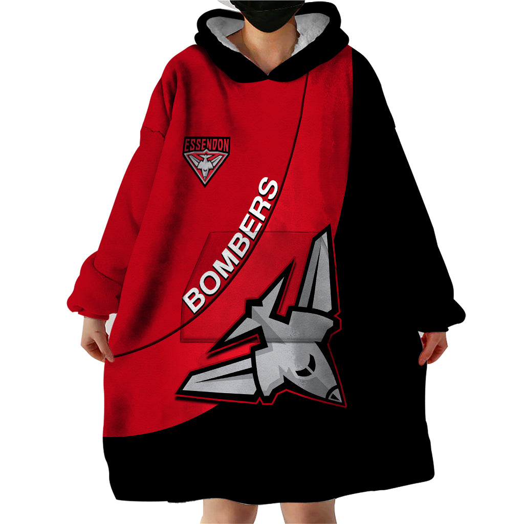 Essendon Football 2023 Wearable Blanket Hoodie Go Bombers Simple Style - Vibe Hoodie Shop